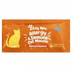 Zesty Paws, Мусс для кошек против аллергии и иммунитета, для кошек, для всех возрастов, с курицей, 14 пакетиков по 6 г (0,2 унции) в Москве - eco-herb.ru | фото