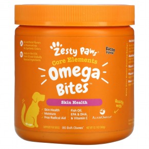 Zesty Paws, Skin &coat Bites, для собак всех возрастов, со вкусом бекона, 90 жевательных таблеток, 315 г (11,1 унции) в Москве - eco-herb.ru | фото