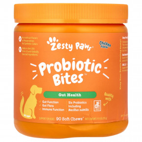 Zesty Paws, Probiotic Bites, для собак, для всех возрастов, курица, 90 жевательных таблеток, 315 г (11,1 унции) в Москве - eco-herb.ru | фото