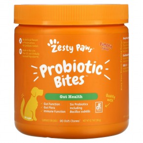 Zesty Paws, Probiotic Bites, для собак всех возрастов, со вкусом тыквы, 90 жевательных таблеток, 315 г (11,1 унции) в Москве - eco-herb.ru | фото