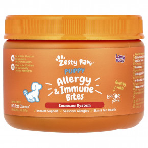 Zesty Paws, Puppy Allergy & Immune Bites, для собак, для щенков, баранина, 90 жевательных таблеток, 157 г (5,5 унции) - описание | фото