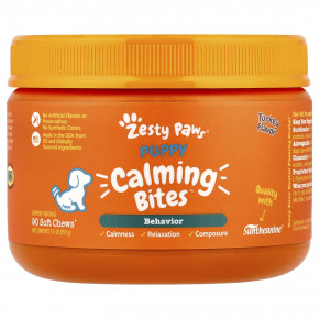 Zesty Paws, Puppy Calming Bites ™, для собак, индейка, 90 жевательных таблеток, 157 г (5,5 унции) в Москве - eco-herb.ru | фото