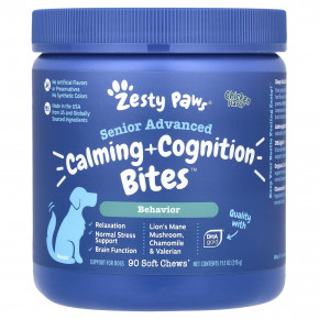 Zesty Paws, Senior Advanced, для собак, успокаивающее и расслабляющее, с курицей, 90 жевательных таблеток, 315 г (11,1 унции) в Москве - eco-herb.ru | фото