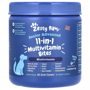 Zesty Paws, Senior Advanced, мультивитамины 11 в 1, для собак, говядина, 90 жевательных таблеток, 315 г (11,1 унции) в Москве - eco-herb.ru | фото