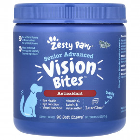 Zesty Paws, Senior Advanced, Vision Bites, для собак, курица, 90 жевательных таблеток, 315 г (11,1 унции) в Москве - eco-herb.ru | фото