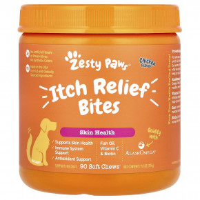Zesty Paws, Средство от зуда, для собак, для всех возрастов, курица, 90 жевательных таблеток, 315 г (11,1 унции) в Москве - eco-herb.ru | фото