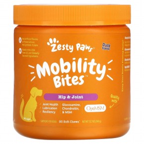 Zesty Paws, Прикусывание бедер и суставов, для собак, для всех возрастов, утка, 90 жевательных таблеток, 315 г (11,1 унции) - описание | фото