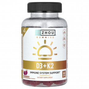 Zhou Nutrition, D3 и K2, жевательные таблетки, со вкусом клубники, 60 жевательных таблеток в Москве - eco-herb.ru | фото