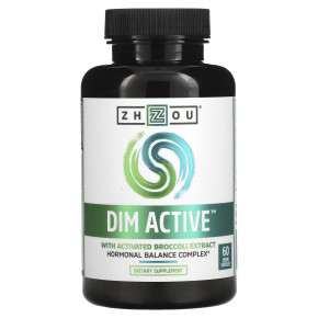 Zhou Nutrition, DIM Active™ с активированным экстрактом брокколи, 60 растительных капсул - описание | фото