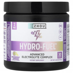 Zhou Nutrition, Hydro-Fuel™, улучшенный комплекс электролитов, со вкусом лимонада из маракуйи, 154 г (5,43 унции) - описание