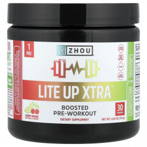 Zhou Nutrition, Lite Up Xtra™, предтренировочный комплекс, со вкусом вишневого лаймада, 114 г (4,02 унции) - описание | фото