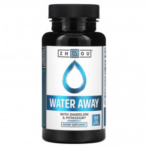 Zhou Nutrition, Water Away с одуванчиком и калием, 60 капсул - описание | фото