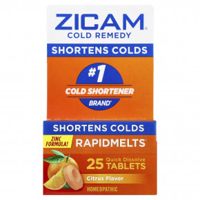 Zicam, Cold Remedy, RapidMelts®, с цитрусовым вкусом, 25 быстрорастворимых таблеток - описание