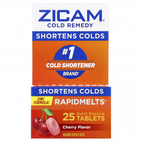 Zicam, Cold Remedy, RapidMelts®, с вишневым вкусом, 25 быстрорастворимых таблеток в Москве - eco-herb.ru | фото