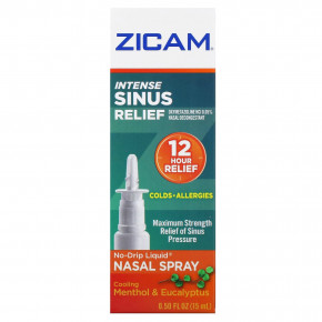 Zicam, Intense Sinus Relief, жидкий спрей для носа без капель, с охлаждающим ментолом и эвкалиптом, 15 мл (0,5 жидк. унц.) в Москве - eco-herb.ru | фото