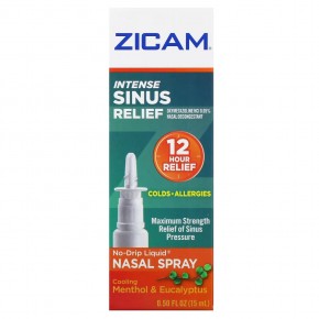Zicam, Intense Sinus Relief, No-Drip Liquid Nasal Spray, Cooling Menthol & Eucalyptus, 0.5 fl oz (15 ml) в Москве - eco-herb.ru | фото