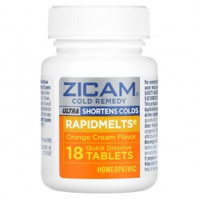 Zicam, Ultra Cold Remedy, RapidMelts, апельсиновый крем, 18 быстрорастворимых таблеток в Москве - eco-herb.ru | фото