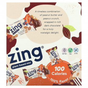 Zing Bars, мини-батончики на растительной основе, темный шоколад с арахисовой пастой в арахисовой пасте, 18 батончиков по 24 г (0,84 унции) в Москве - eco-herb.ru | фото