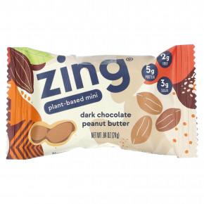 Zing Bars, мини-батончики на растительной основе, темный шоколад с арахисовой пастой в арахисовой пасте, 18 батончиков по 24 г (0,84 унции) в Москве - eco-herb.ru | фото