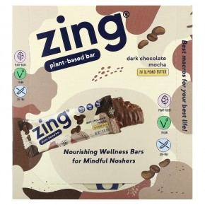 Zing Bars, Plant-Based Bar, Dark Chocolate Mocha In Almond Butter, 12 Bars, 1.76 oz (50 g) Each в Москве - eco-herb.ru | фото