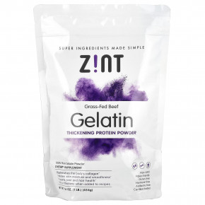 Zint, Протеиновый порошок для загустения желатина, говядина травяного откорма, 454 г (16 унций) - описание | фото