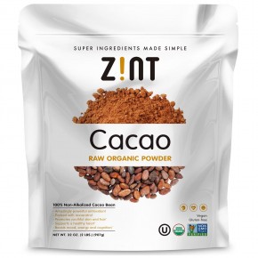Zint, чистый органический порошок, какао, 907 г (32 унции) - описание