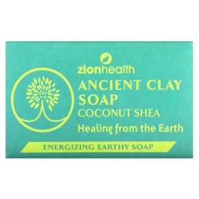 Zion Health, Кусковое мыло с древней глиной, кокос и ши, 170 г (6 унций) - описание