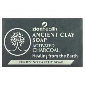 Zion Health, Кусковое мыло с древней глиной, активированный уголь, 170 г (6 унций) - описание
