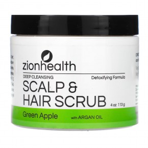 Zion Health, скраб для глубокого очищения кожи головы и волос с аргановым маслом и зеленым яблоком, 113 г (4 унции) - описание