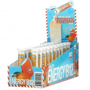 Zipfizz, Энергетическая смесь для здорового спорта с витамином B12, апельсиновый крем, 20 тюбиков по 11 г (0,39 унции) - описание