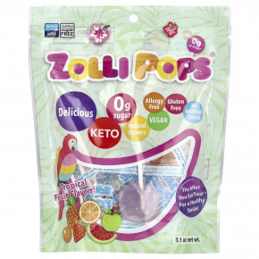 Zollipops, Original Clean Teeth Candy®, со вкусом тропических фруктов, 3,1 унции - описание