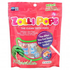 Zollipops, The Clean Teeth Pops, арбуз, 3,1 унции - описание