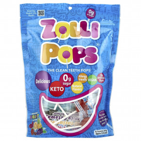Zollipops, The Clean Teeth Pops®, леденцы с фруктовыми вкусами, 23–25 леденцов, 142 г (5,2 унции) - описание