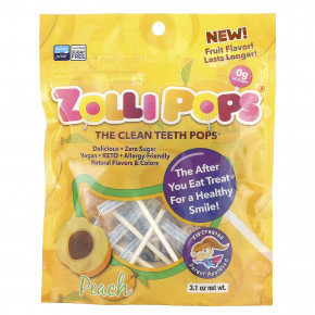 Zollipops, The Clean Teeth Pops, персиковый, 3,1 унции - описание