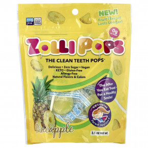 Zollipops, The Clean Teeth Pops®, со вкусом ананаса, 100 г (3,1 унции) - описание | фото