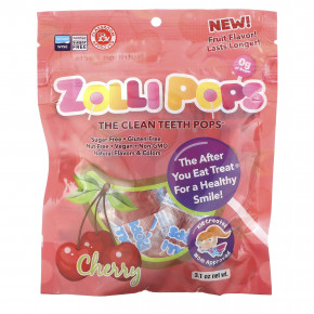 Zollipops, The Clean Teeth Pops, вишня, 3,1 унции - описание