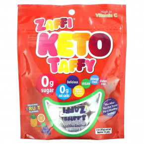 Zollipops, Zaffi®, Keto Taffy, фрукты, 85 г (3 унции) - описание