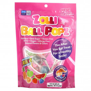 Zollipops, Zolli Ball Popz, фруктовые леденцы на палочке, ассорти, 10–12 леденцов, 147 г (5,2 унции) в Москве - eco-herb.ru | фото