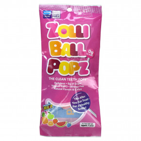 Zollipops, Zolli Ball Popz, The Clean Teeth Pops, вкусные фрукты, прибл. 4 леденца, 1,7 унции - описание