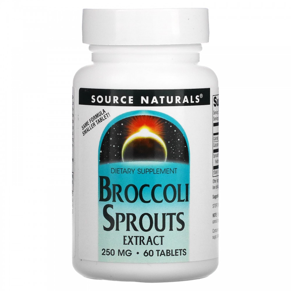 Source Naturals, экстракт ростков брокколи, 250 мг, 60 таблеток купить в  Москве