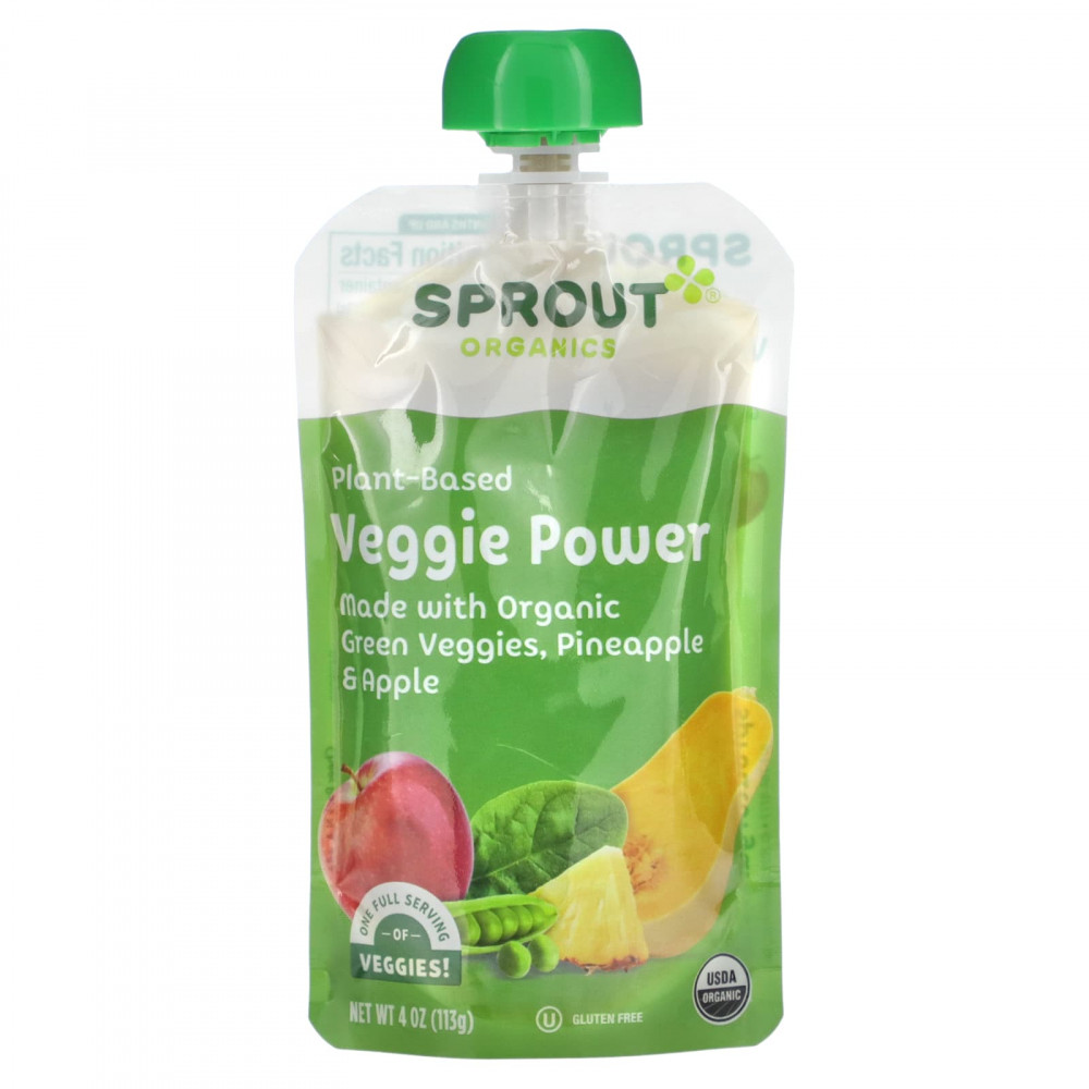 Sprout Organics, Детское питание, Veggie Power, от 12 месяцев, зеленые овощи, ананас и яблоко, 113 г (4 унции) (Товар снят с продажи) в Москве - eco-herb.ru | изображение Sprout Organics, Детское питание, Veggie Power, от 12 месяцев, зеленые овощи, ананас и яблоко, 113 г (4 унции) (Товар снят с продажи) в Москве - eco-herb.ru | фото