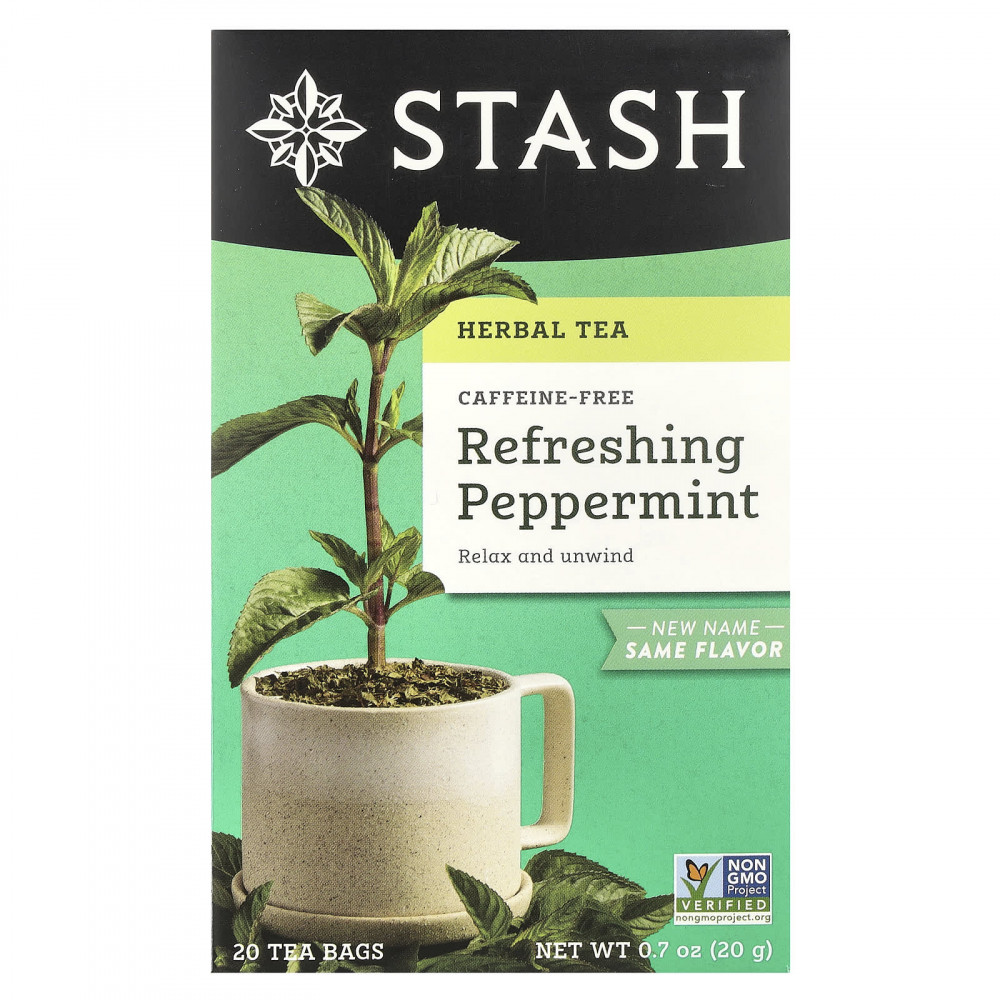 Stash Tea, Herbal Tea, освежающая перечная мята, без кофеина, 20 чайных пакетиков, 20 г (0,7 унции) в Москве - eco-herb.ru | изображение Stash Tea, Herbal Tea, освежающая перечная мята, без кофеина, 20 чайных пакетиков, 20 г (0,7 унции) в Москве - eco-herb.ru | фото