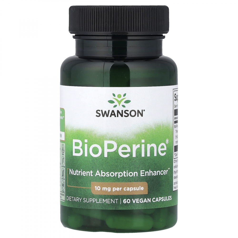 Swanson, BioPerine®, 10 мг, 60 веганских капсул в Москве - eco-herb.ru | изображение Swanson, BioPerine®, 10 мг, 60 веганских капсул в Москве - eco-herb.ru | фото
