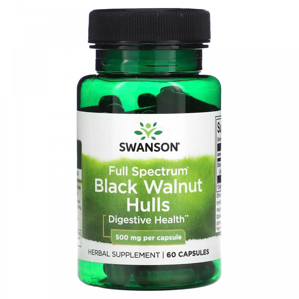 Swanson, Full Spectrum Black Walnut Hulls, 500 mg, 60 Capsules в Москве - eco-herb.ru | фото
