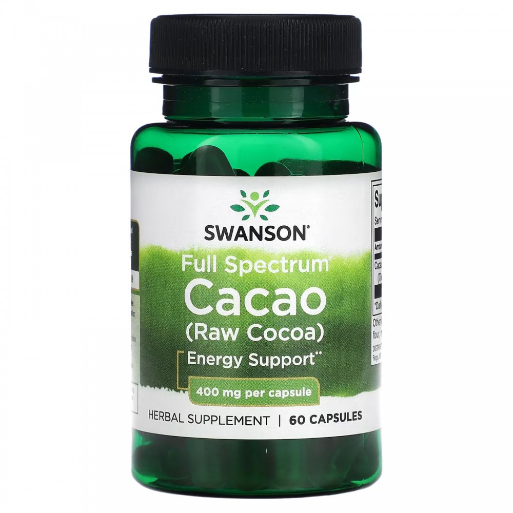 Swanson, Full Spectrum Cacao (Raw Cocoa), 400 mg , 60 Capsules в Москве - eco-herb.ru | фото
