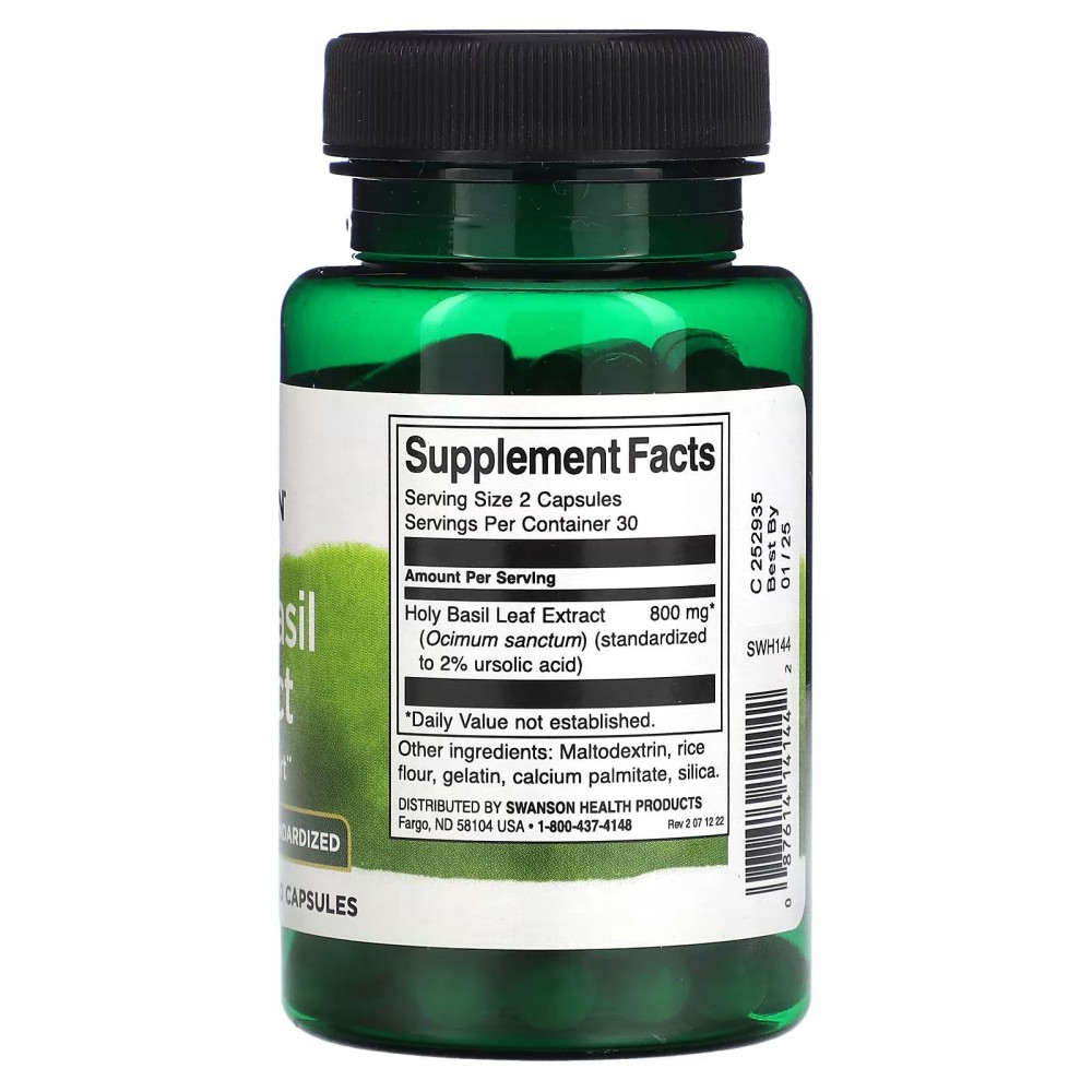 Swanson Holy Basil Extract Standardized 400 mg 60 Capsules