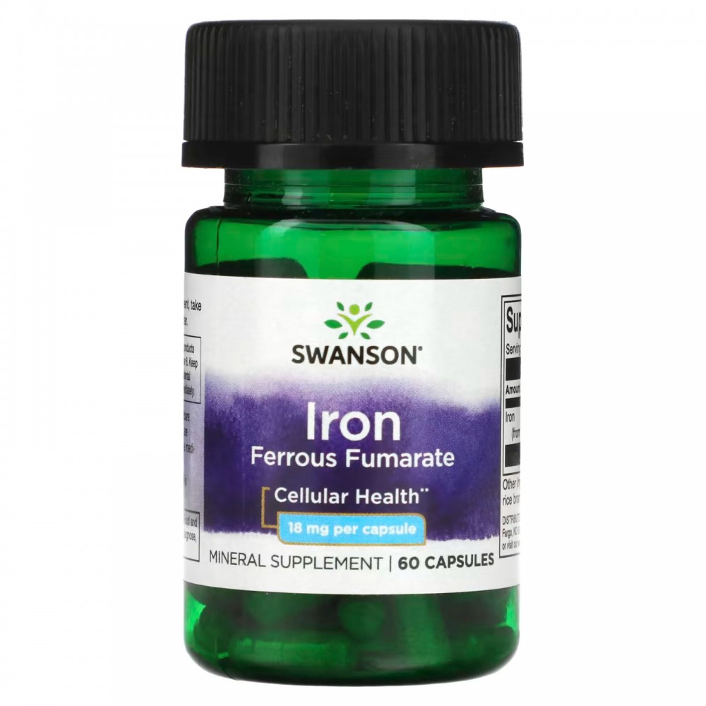 Swanson, Iron Ferrous Fumarate, 18 mg, 60 Capsules в Москве - eco-herb.ru | фото