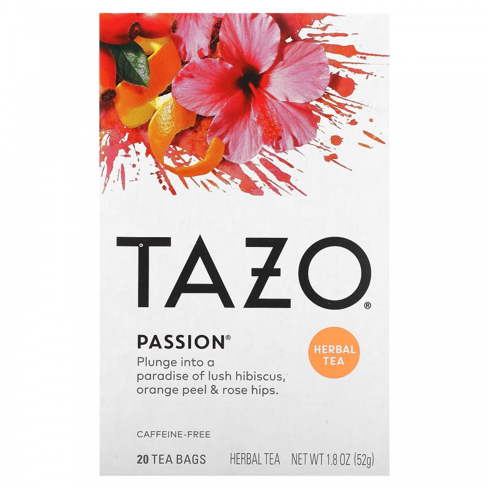 Tazo Teas, Passion, травяной чай, без кофеина, 20 чайных пакетиков, 52 г (1,8 унции) в Москве - eco-herb.ru | фото