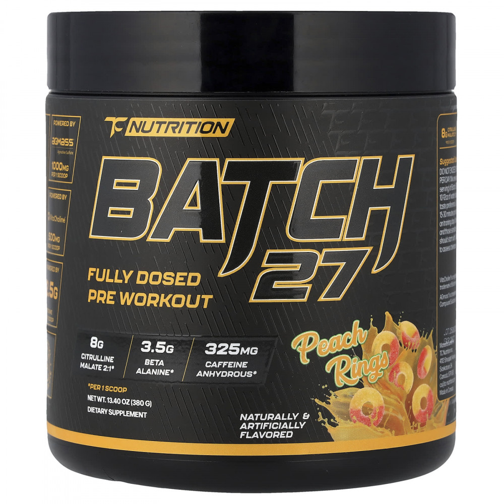 TC Nutrition, Batch 27, полноценная предтренировочная добавка, со вкусом персика, 380 г (13,4 унции) в Москве - eco-herb.ru | изображение TC Nutrition, Batch 27, полноценная предтренировочная добавка, со вкусом персика, 380 г (13,4 унции) в Москве - eco-herb.ru | фото