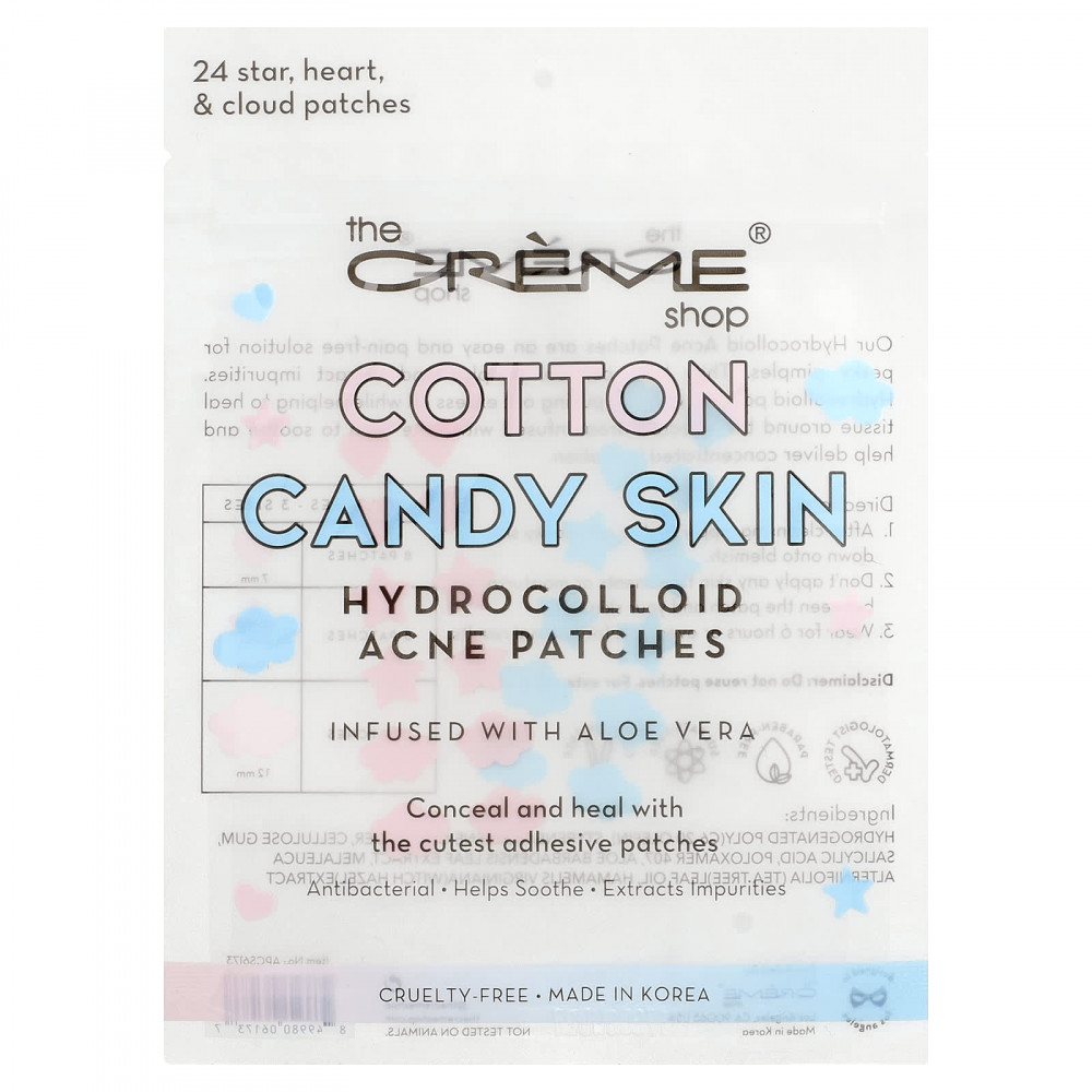 The Creme Shop, Cotton Candy Skin, гидроколлоидные патчи от акне, звезда, сердце и облака, 24 патча в Москве - eco-herb.ru | изображение The Creme Shop, Cotton Candy Skin, гидроколлоидные патчи от акне, звезда, сердце и облака, 24 патча в Москве - eco-herb.ru | фото
